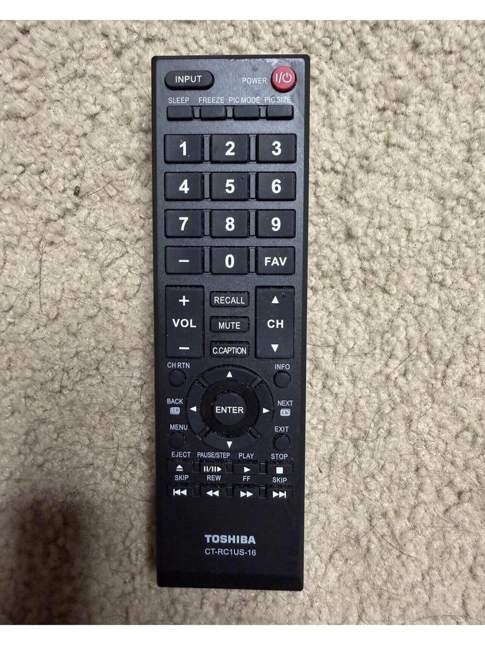 Genuine Toshiba‎ CT-RC1US-16 TV Remote Control OEM Untested Clean Battery Bay
